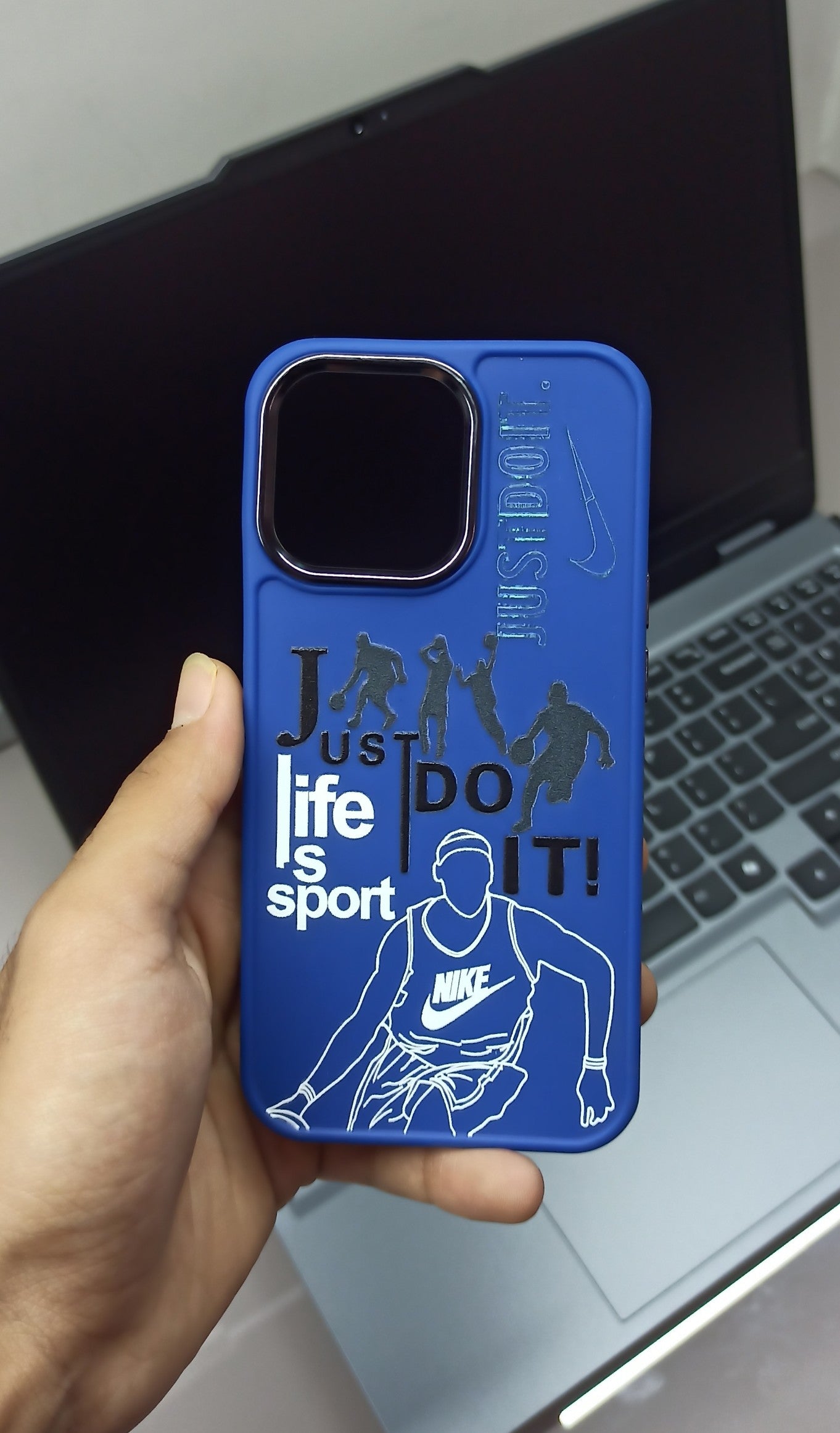 Blue Sports-Inspired Nike Basketball Case for iPhone 13 Pro