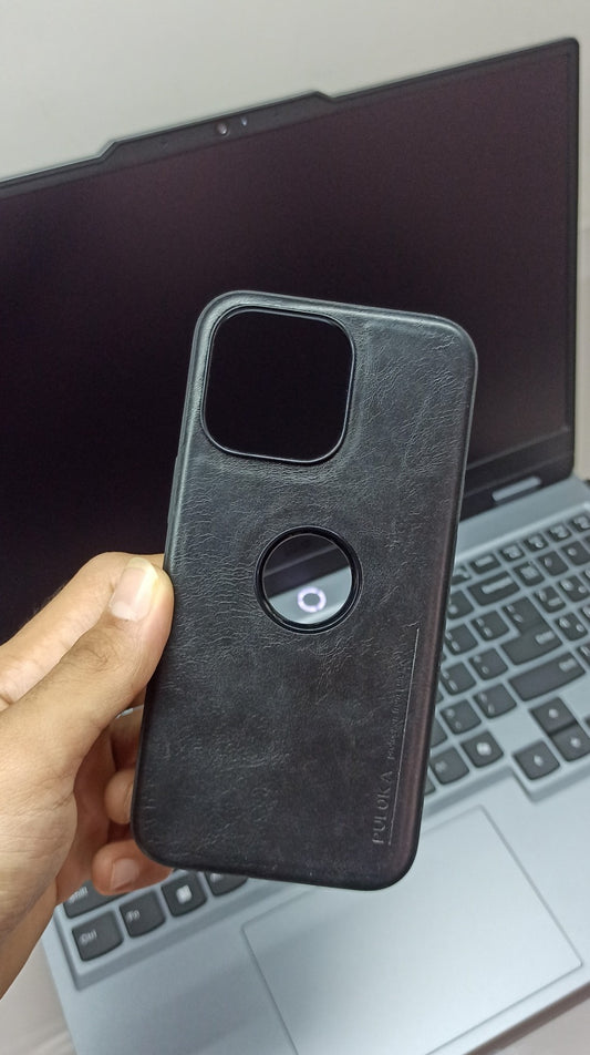 Classic Black Leather Case for iPhone 13 Pro