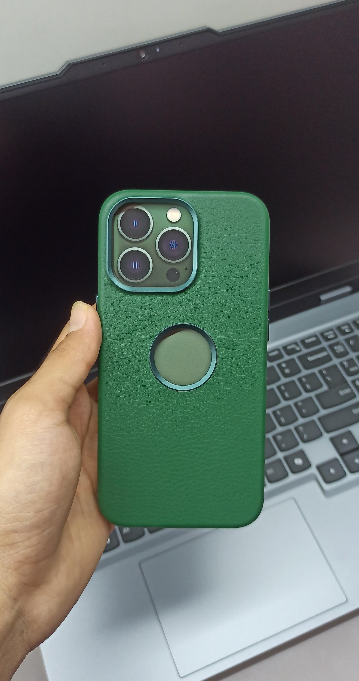Premium Green Leather Texture Case for iPhone 13 Pro
