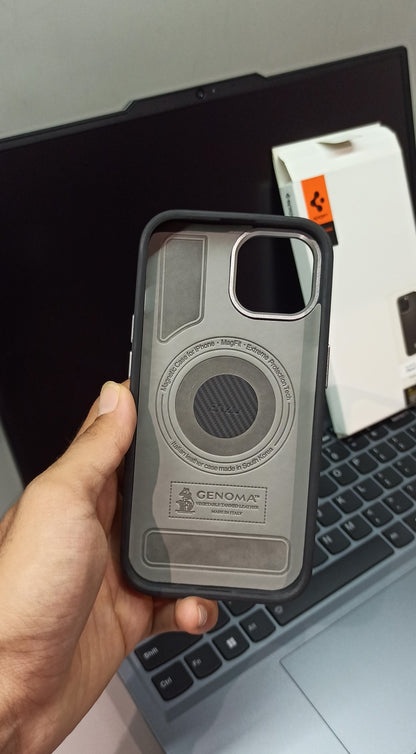 Spigen Carbon Fiber Texture iPhone 14 Case with Metal Detailing