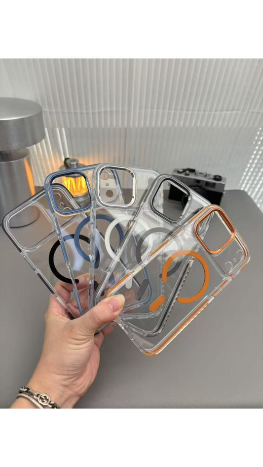 Transparent Magnetic Clear iPhone Cases with Colored Camera Borders
